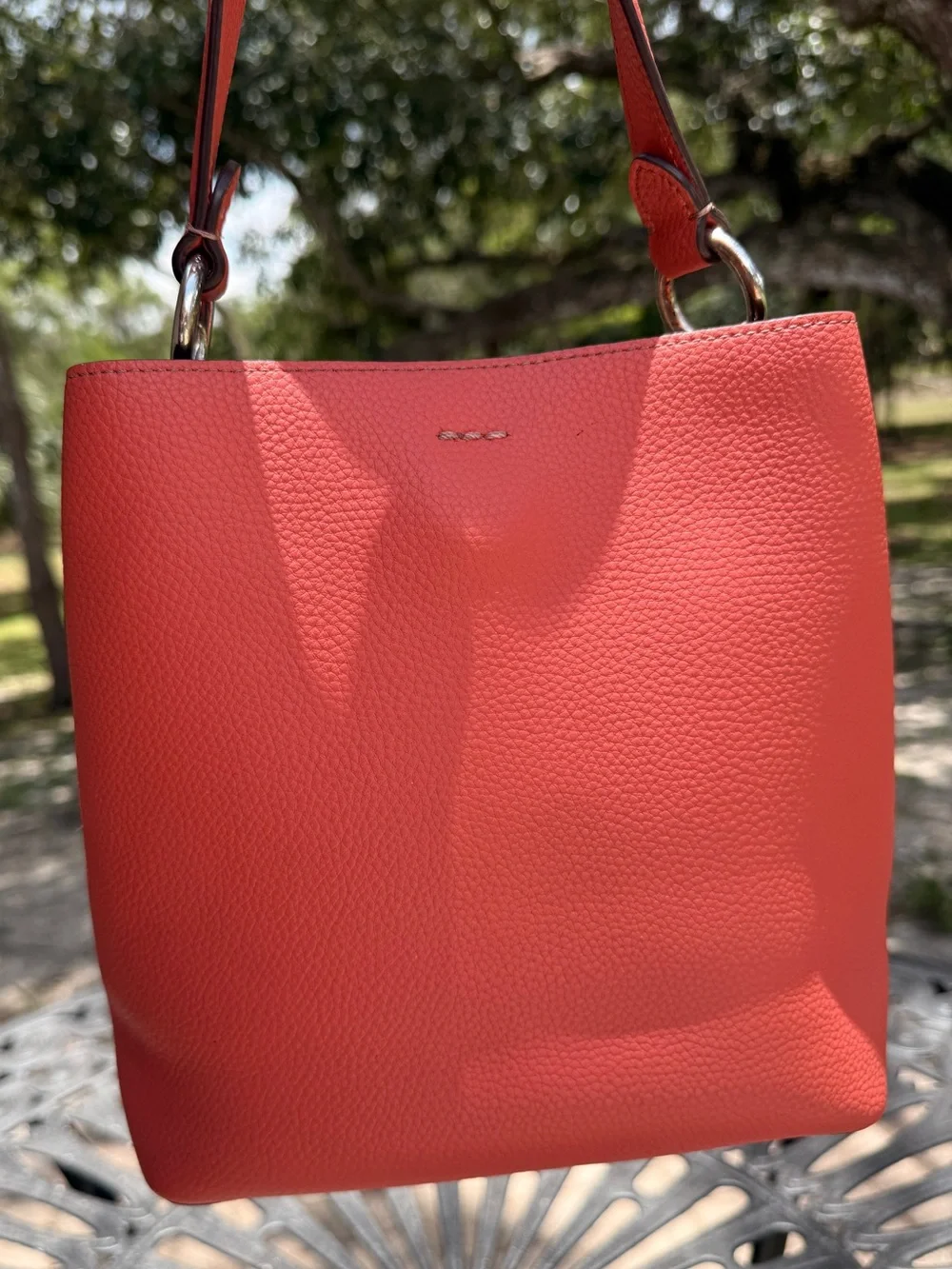 COACH Small Town Bucket Bag Leather Coral Pink 1011